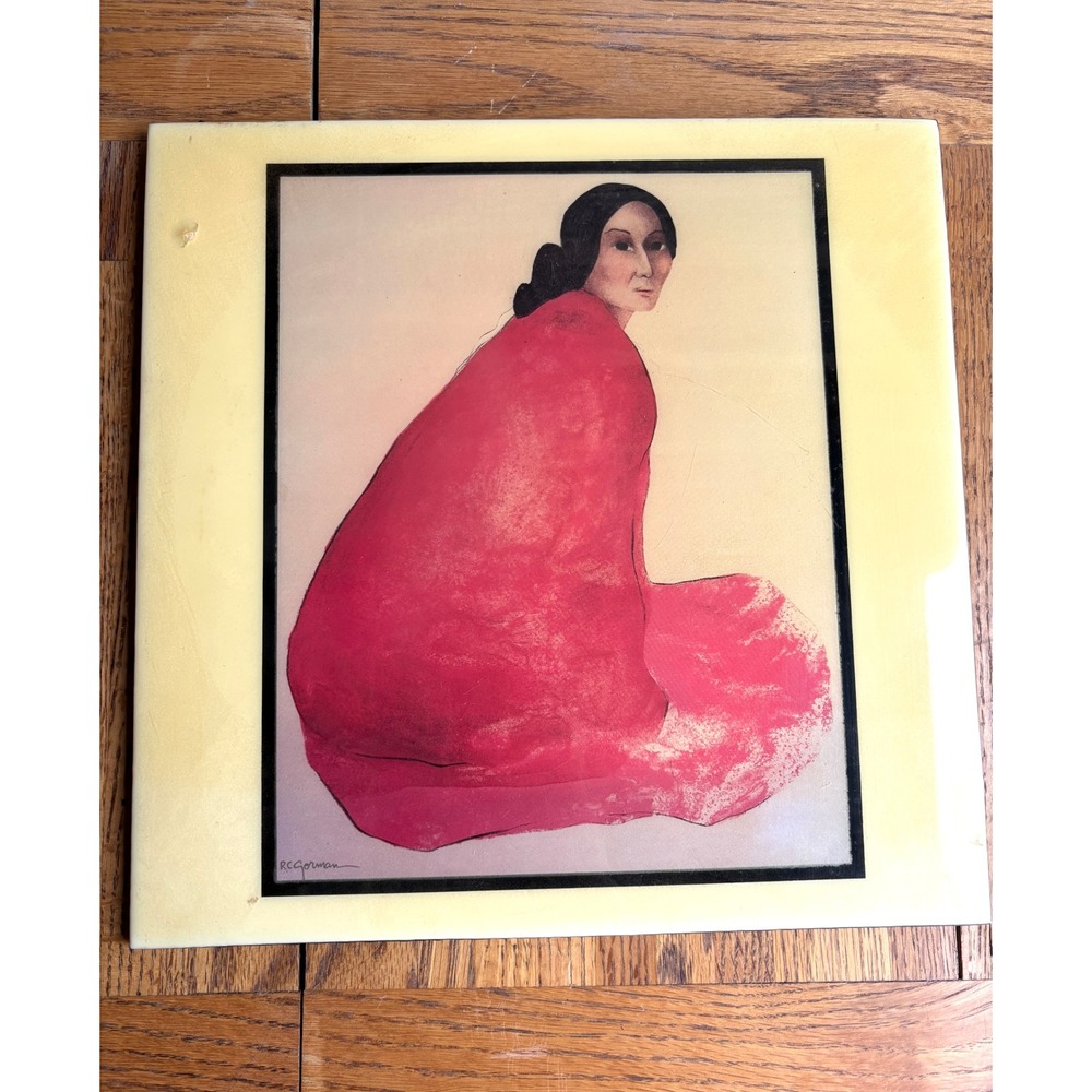 Vintage R.C. Gorman Ceramic Art Tile Southwestern Woman Wall Plaque‎